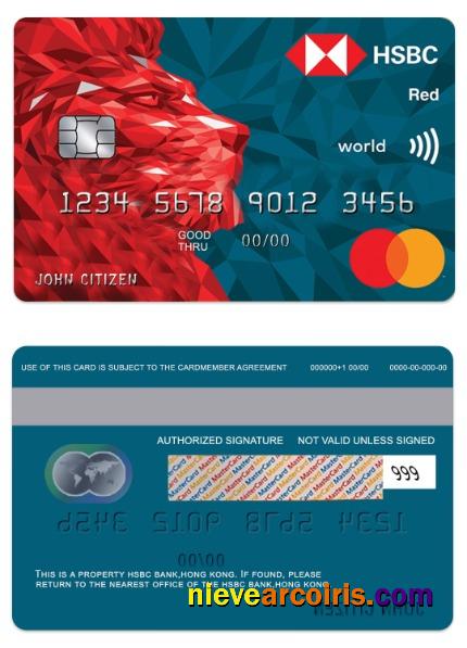 Hong Kong HSBC bank world credit mastercard